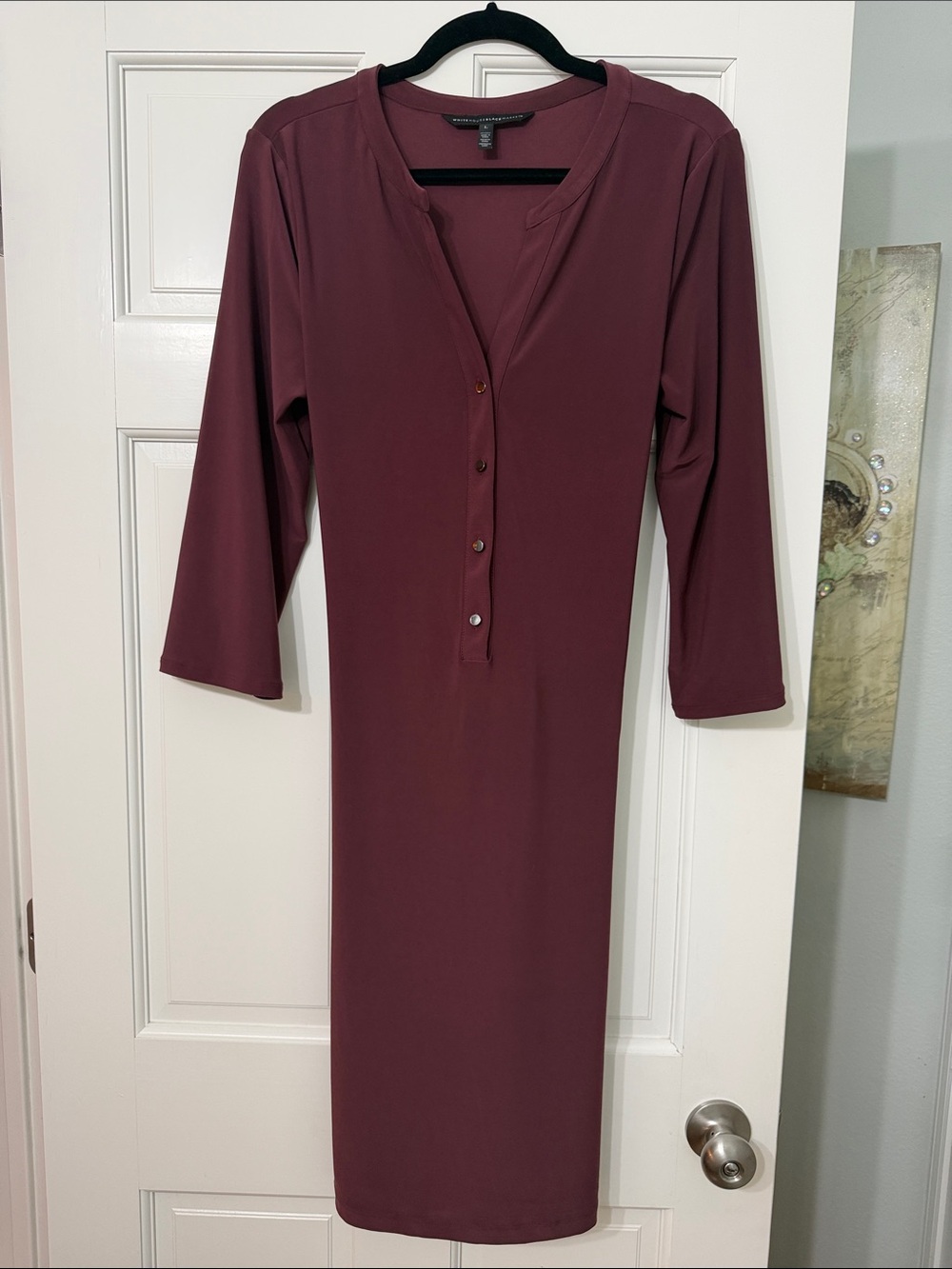 White House Black Market Classic Burgundy Midi Dress Large